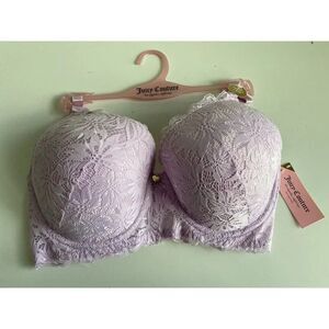 Juicy Couture Sexy T-Shirt Bra Glam Lace Sz 40D Gemini Flower Underwire JC6222A